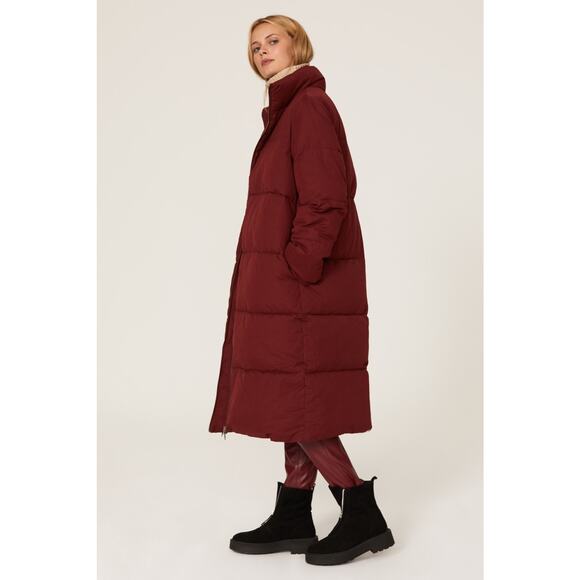 Sweet Baby Jamie Ruby Red Zip Up Long Sleeve Midi Winter Puffer Coat Size XS - Picture 2 of 15
